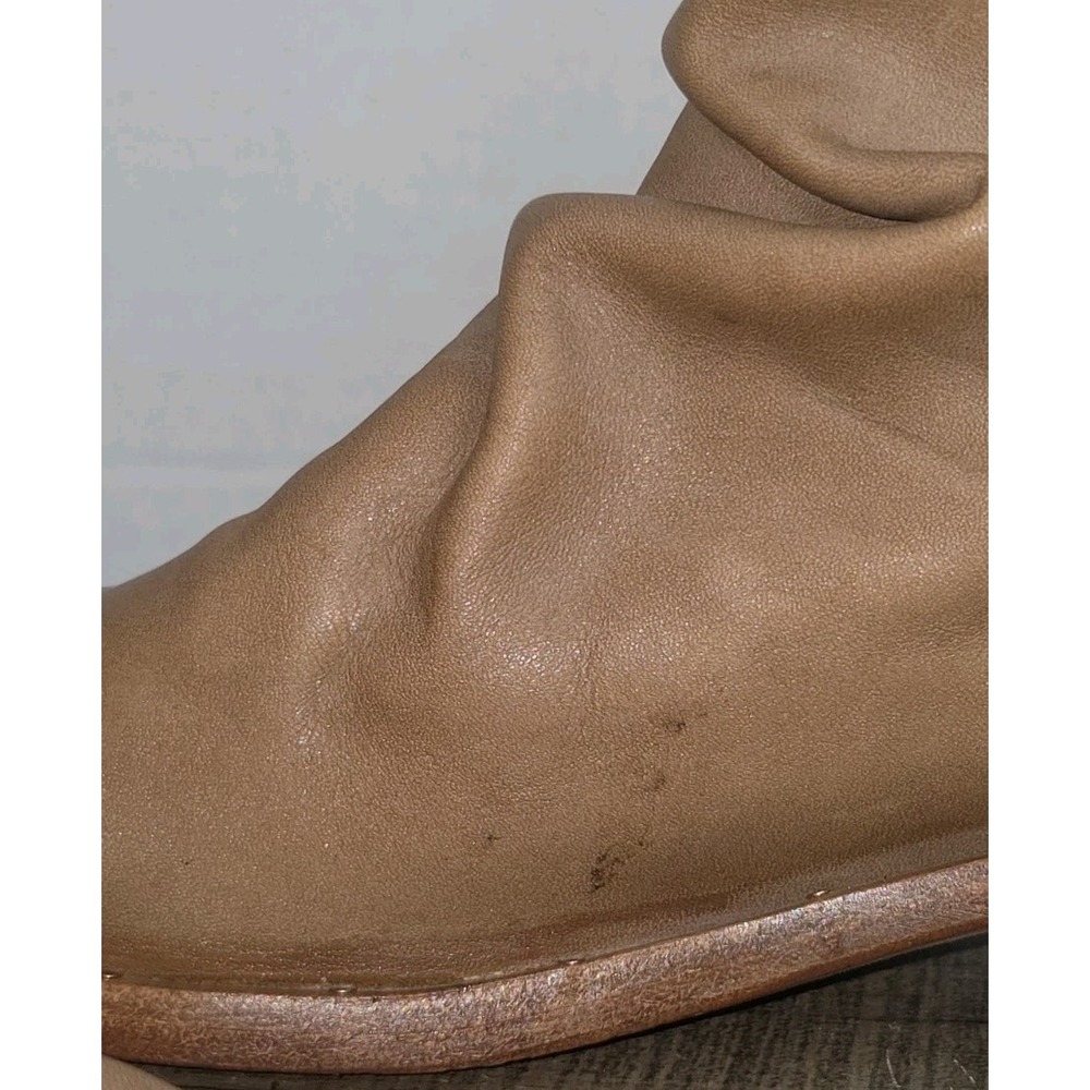 Beek Ostrich Mid Calf Boots Womens 6 Saddle Tan Leather Slouch Block Heel - Picture 9 of 12